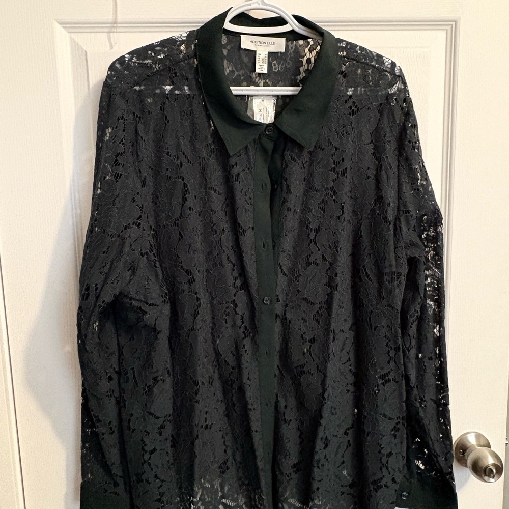Penningtons Black Lace Button Down Shirt